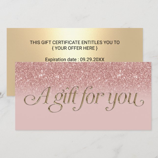 Modern Rose Gold Salon Spa Gift Certificates (Front/Back)