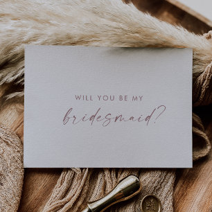 Modern Rose Gold Script Bridesmaid Proposal Card