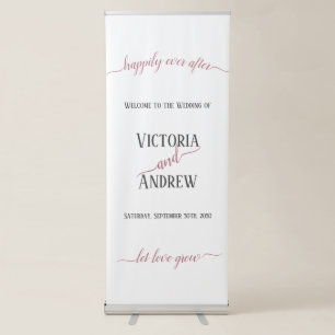 Modern Rose Gold Script Minimal Wedding Welcome Retractable Banner