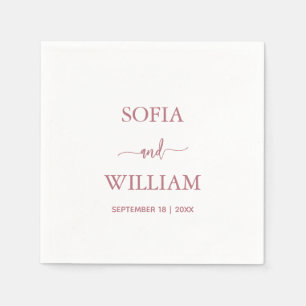 Modern Rose Gold Script Monogram wedding Napkin
