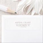 Modern Rose Gold Script Return Address Label<br><div class="desc">These modern rose gold script return address labels are perfect for a minimalist wedding. The simple blush pink rose gold colour design features unique industrial lettering typography with modern boho style. Customisable in any colour. Keep the design minimal and elegant, as is, or personalise it by adding your own graphics...</div>