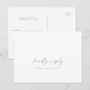 Modern Rose Gold Script Song Request RSVP Postcard