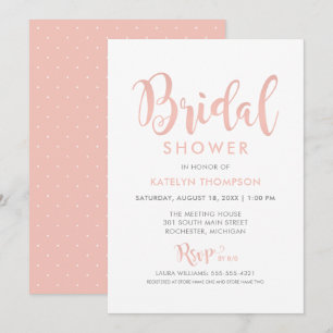 Modern Rose Gold Script Wedding Bridal Shower Invitation