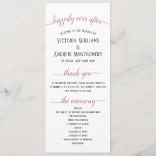 Modern Rose Gold Script Wedding Ceremony Programme