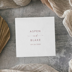 Modern Rose Gold Script Wedding Napkins