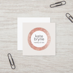 Modern Rose Gold Sequin Cosmetologist Beauty Salon Square Business Card