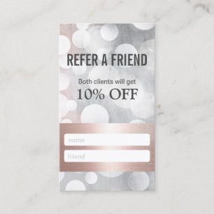 Modern Rose Gold & Silver Beauty Salon Referral