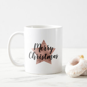 Modern Rose Gold Star Christmas Coffee Mug
