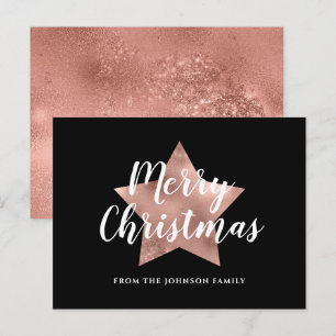 Modern Rose Gold Star Merry Christmas  Postcard