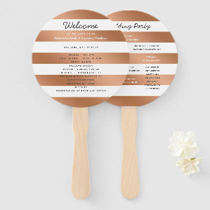 Modern Rose Gold Striped Wedding Ceremony Program Hand Fan