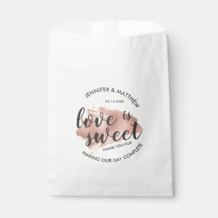 Modern Rose Gold Texture Love is Sweet Wedding Favour Bags