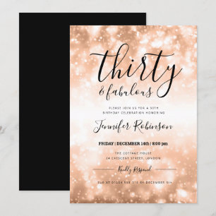 Modern Rose Gold Thirty & Fabulous 30th Birthday Invitation