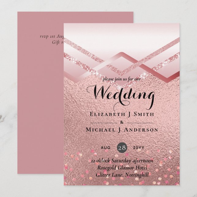 Modern Rose Gold Trendy Budget Wedding (Front/Back)