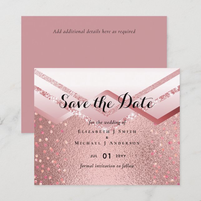 Modern Rose Gold Trendy Budget Wedding (Front/Back)