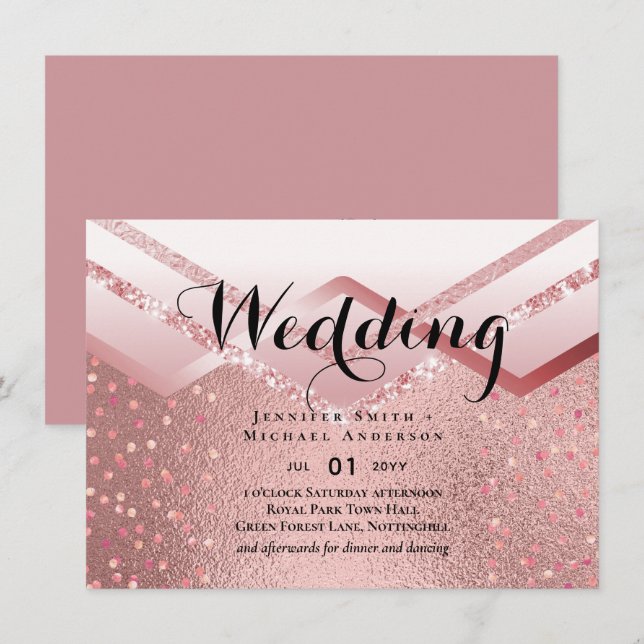 Modern Rose Gold Trendy Budget Wedding (Front/Back)