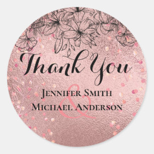 Modern Rose Gold Trendy Budget Wedding Classic Round Sticker