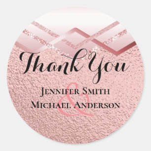 Modern Rose Gold Trendy Budget Wedding Classic Round Sticker