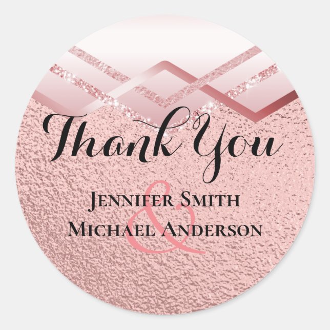 Modern Rose Gold Trendy Budget Wedding Classic Round Sticker (Front)