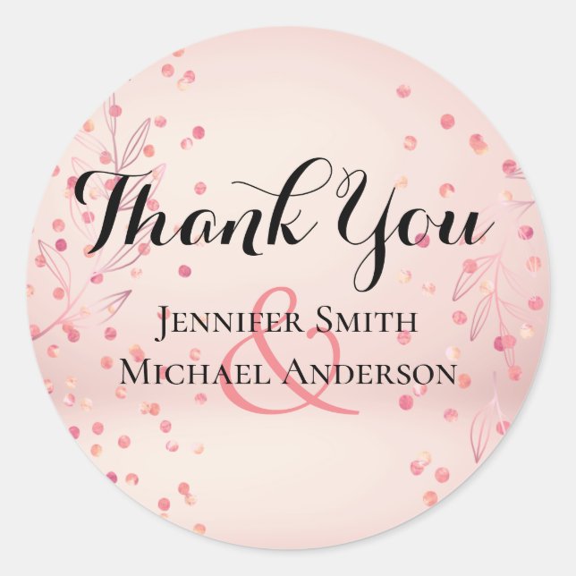 Modern Rose Gold Trendy Budget Wedding Classic Round Sticker (Front)