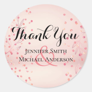 Modern Rose Gold Trendy Budget Wedding Classic Round Sticker