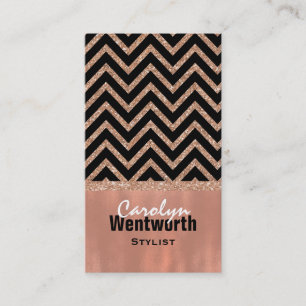 Modern Rose Gold Trendy Chevron Business Card