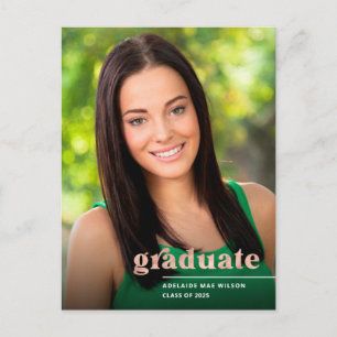 Modern Rose Gold Typography 2022 Photo Graduation Postcard