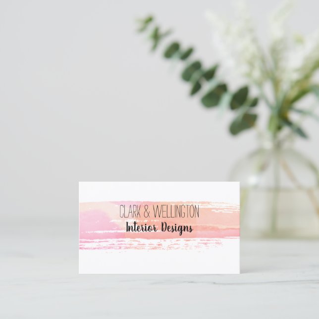 Modern Rose Gold Watercolor Business Card (Standing Front)