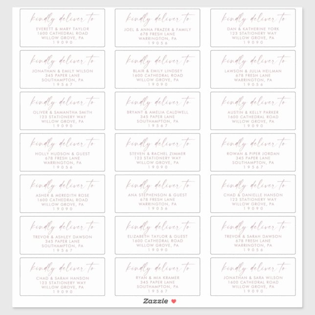 Modern Rose Gold Wedding Guest Address Labels (Sheet)