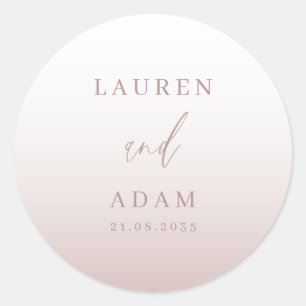 Modern Rose Gold Wedding Monogram  Classic Round Sticker