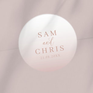 Modern Rose Gold Wedding Monogram  Classic Round Sticker