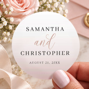 Modern Rose Gold Wedding Monogram Classic Round Sticker