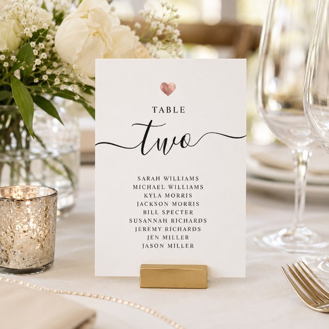 Modern Rose Gold Wedding Table Number Cards (Creator Uploaded)