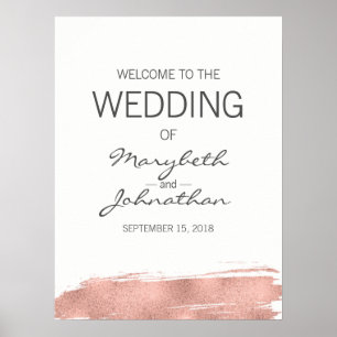 Modern Rose Gold Wedding Welcome Sign Poster