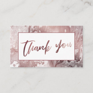 Modern Rose Gold & White Marbled Thank You Enclosure Card
