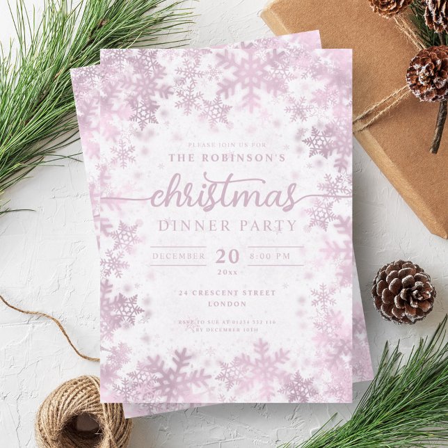 Modern Rose Gold Winter Wonderland Christmas  Invitation (Modern Rose Gold Winter Wonderland Christmas Invitation)