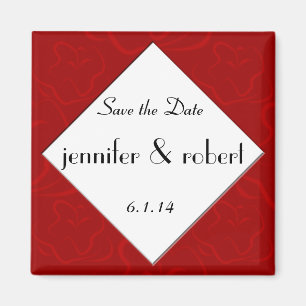 Modern Rose Graphic in Red Save the Date Magnet