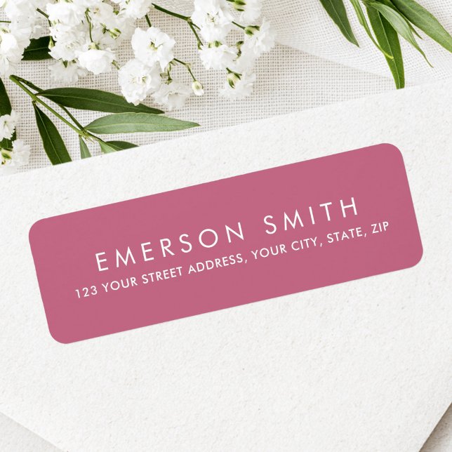 Modern rose mauve minimal elegant return address (Modern rose mauve minimal elegant return address label)