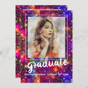Modern Rose Photo Frame Graduation Party #2 Invitation