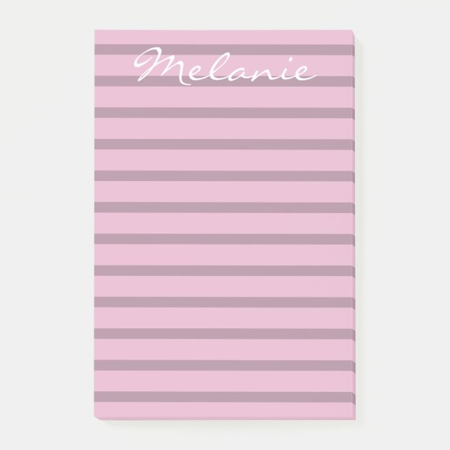Modern Rose Pink and Mauve Striped Post-it Notes (Front)