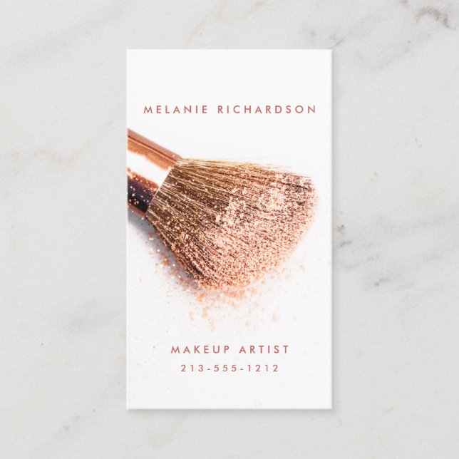 Modern Rose Pink Brush Makeup Artist Business Card (Front)