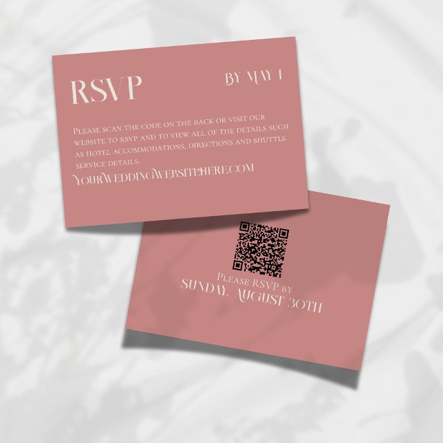 Modern Rose Pink Classic Wedding RSVP and QR Code (Make it easy for your guests to RSVP for your big day with this Modern Navy Classic Wedding RSVP!)