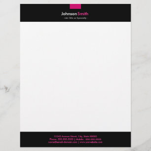 Modern Rose Pink Colour Personal Stationery Letterhead
