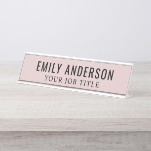 Modern Rose Pink Office Employee Desk Name Plate