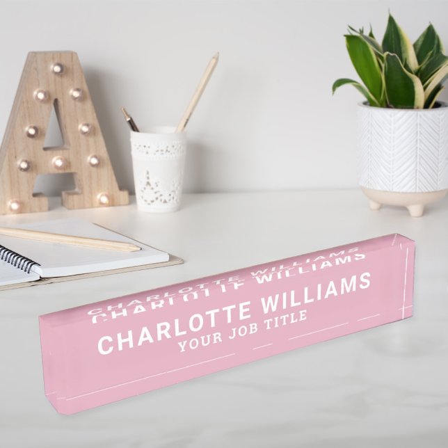 Modern Rose Pink Office Employee Nameplate (Creator Uploaded)