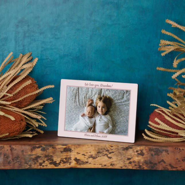 Modern Rose Pink Personalized Name Photo Plaque (Side)