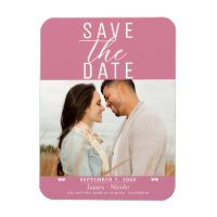 Modern Rose Pink Save the Date Wedding Photo