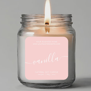 Modern rose pink script candle product label