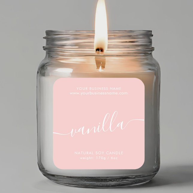 Modern rose pink script candle product label (Creator Uploaded)