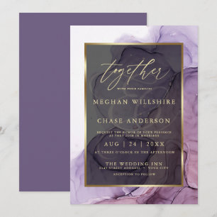 Modern Rose Plum Purple Alcohol Ink Invitation