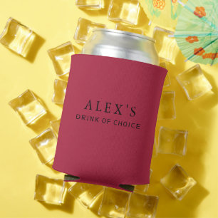 Modern Rose Red Personalised Can Cooler